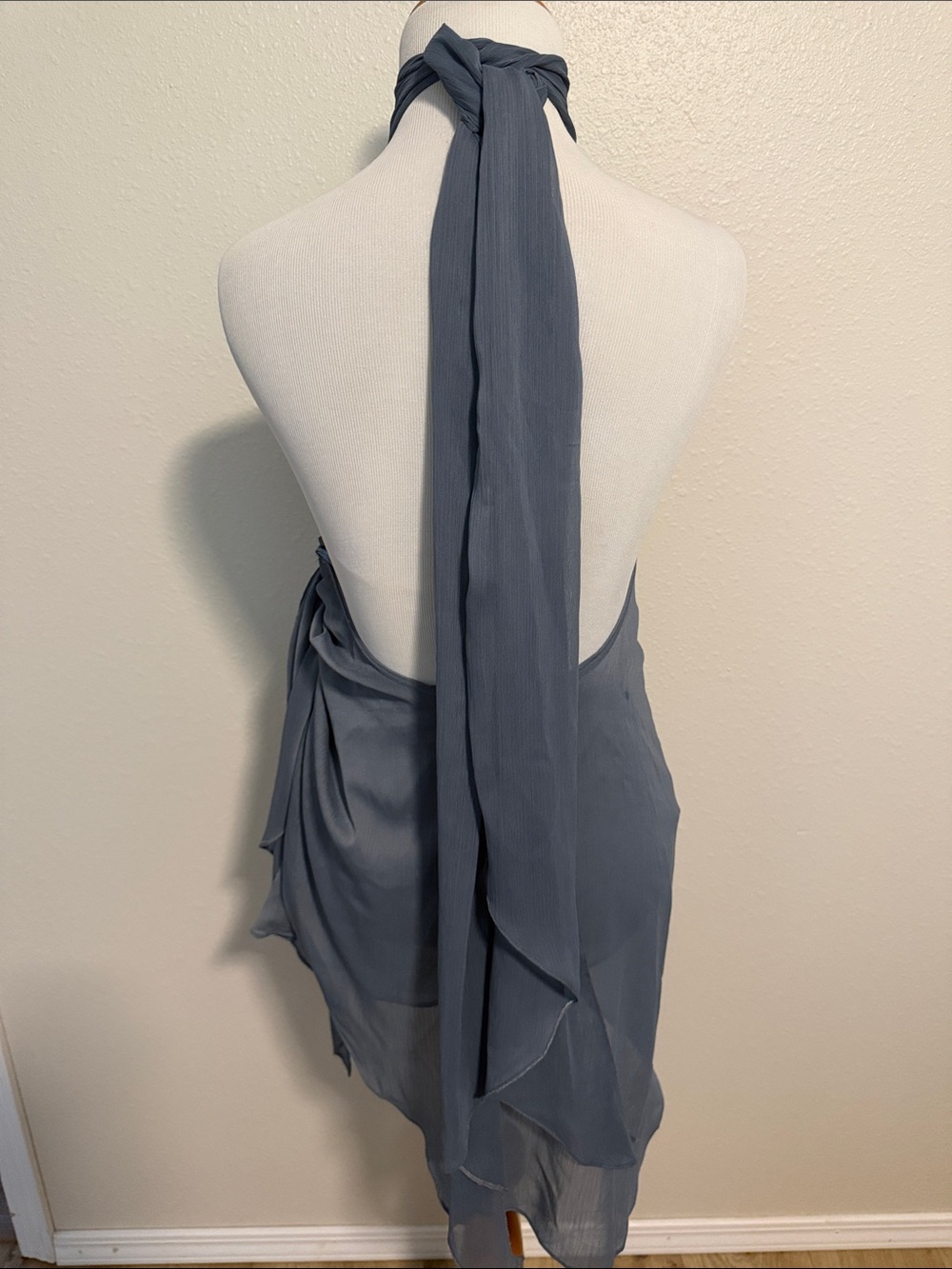 Zara Slate Blue Halter Chiffon Camisole - Picture 3 of 5